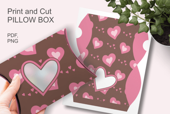 Brown Valentine Hearts Window Pillow Box