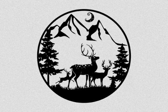 Deer Family Svg Sing at the Moon
