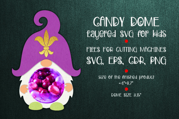 Mardi Gras Gnome Candy Dome Template