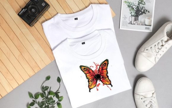 Paper Cut Orange Watercolor Butterfly