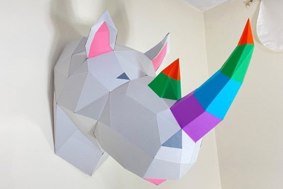Rhino Head Paper Sculpture