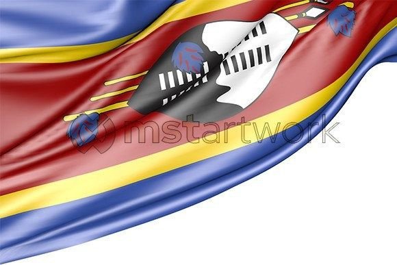 Swaziland Flag Isolated on White